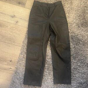 Wilfred free olive green leather pants 0